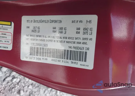 2006 Chrysler Sebring Touring z USA, uszkodzony, nr VIN 1C3EL55R56N115629